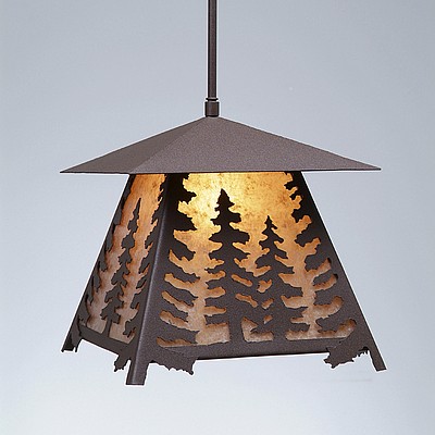 Smoky Mountain Pendant Large - Spruce Tree Pendant Light Trees Metal Art
