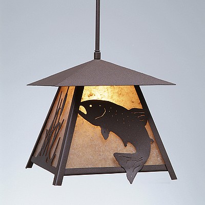 Smoky Mountain Pendant Large - Trout Pendant Light Trout Metal Art