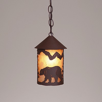 Cascade Pendant Small - Mountain Bear Pendant Light Bear Metal Art