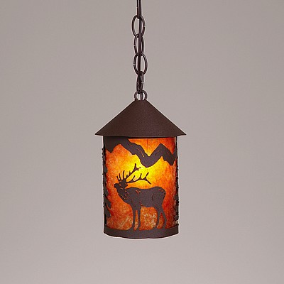 Cascade Pendant Small - Mountain Elk Pendant Light Elk Metal Art