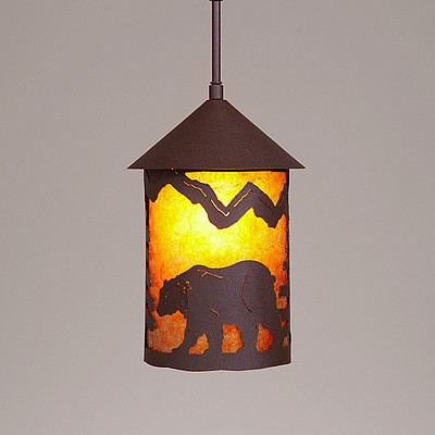 Cascade Pendant Medium - Mountain Bear Pendant Light Bear Metal Art