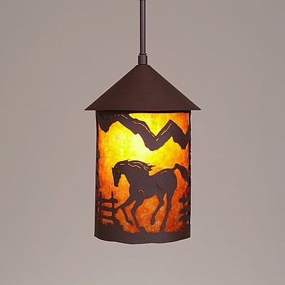Cascade Pendant Medium - Mountain Horse Pendant Light Horse Metal Art