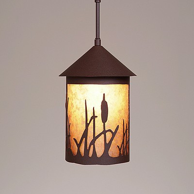 Cascade Pendant Medium - Cattails Pendant Light Cattails Metal Art