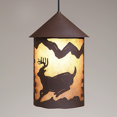 Cascade Pendant Large - Mountain Deer Pendant Light Deer Metal Art