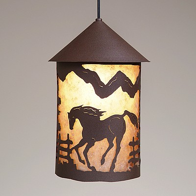 Cascade Pendant Large - Mountain Horse Pendant Light Horse Metal Art