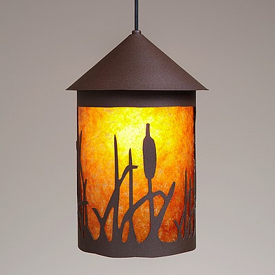 Cascade Pendant Large - Cattails Pendant Light Cattails Metal Art