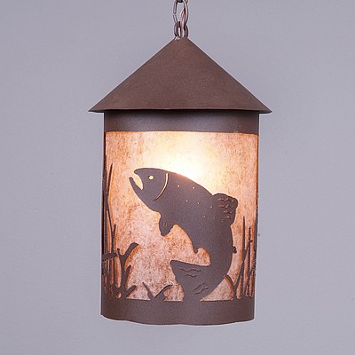 Cascade Pendant Large - Trout Pendant Light Trout Metal Art