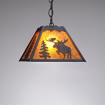 Rocky Mountain Pendant Small - Alaska Moose Pendant Light Moose Metal Art