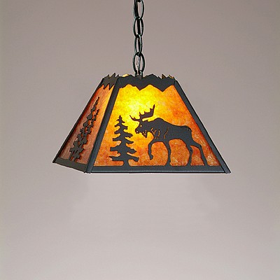 Rocky Mountain Pendant Small - Mountain Moose Pendant Light Moose Metal Art