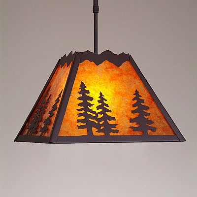 Rocky Mountain Pendant Large - Spruce Tree Pendant Light Trees Metal Art