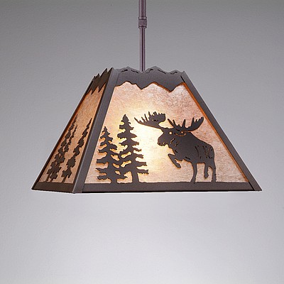 Rocky Mountain Pendant Large - Alaska Moose Pendant Light Moose Metal Art