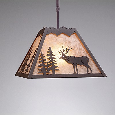 Rocky Mountain Pendant Large - Valley Elk Pendant Light Elk Metal Art