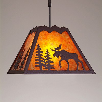 Rocky Mountain Pendant Large - Mountain Moose Pendant Light Moose Metal Art