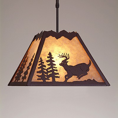 Rocky Mountain Pendant Large - Mountain Deer Pendant Light Deer Metal Art