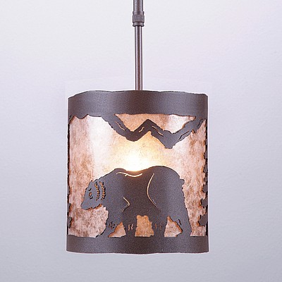 Kincaid Pendant Small - Mountain Bear Pendant Light Bear Metal Art