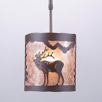 Kincaid Pendant Small - Mountain Elk Pendant Light Elk Metal Art