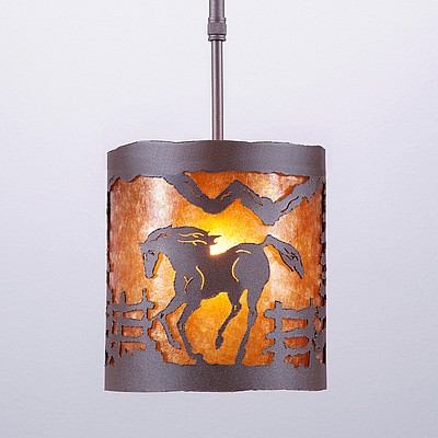 Kincaid Pendant Small - Mountain Horse Pendant Light Horse Metal Art