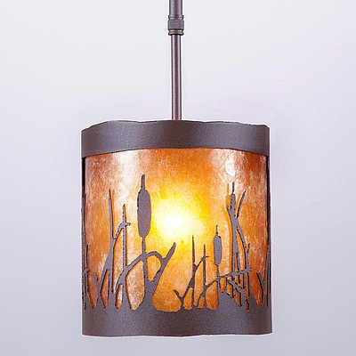 Kincaid Pendant Small - Cattails Pendant Light Cattails Metal Art