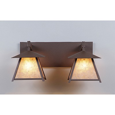 Smoky Mountain Double Bath Vanity Light Extra Small - Rustic Plain Bath 2 Light Rustic Plain Metal Art