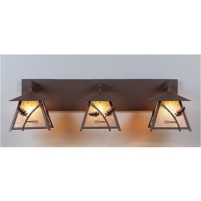 Smoky Mountain Triple Bath Vanity Light - Pine Cone Bath 3 Light Pine Cone Metal Art