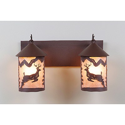 Cascade Double Bath Vanity Light - Valley Deer Bath 2 Light Deer Metal Art
