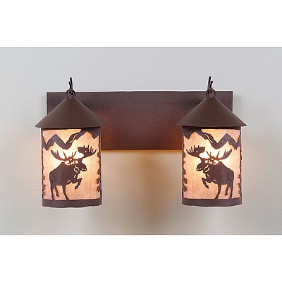 Cascade Double Bath Vanity Light - Alaska Moose Bath 2 Light Moose Metal Art