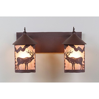 Cascade Double Bath Vanity Light - Valley Elk Bath 2 Light Elk Metal Art