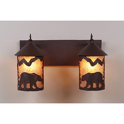 Cascade Double Bath Vanity Light - Mountain Bear Bath 2 Light Bear Metal Art