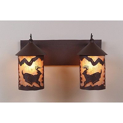 Cascade Double Bath Vanity Light - Mountain Deer Bath 2 Light Deer Metal Art