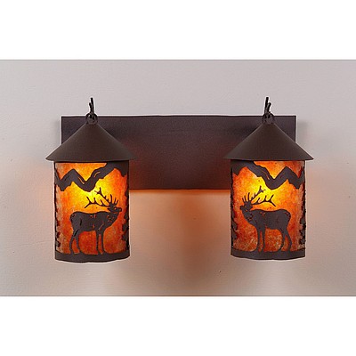 Cascade Double Bath Vanity Light - Mountain Elk Bath 2 Light Elk Metal Art