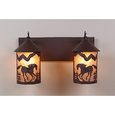 Cascade Double Bath Vanity Light - Mountain Horse Bath 2 Light Horse Metal Art