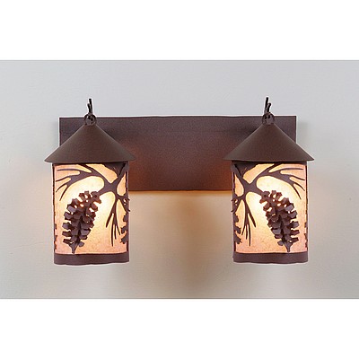 Cascade Double Bath Vanity Light - Spruce Cone Bath 2 Light Pine Cone Metal Art