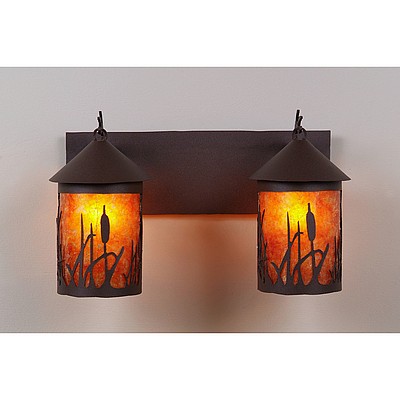 Cascade Double Bath Vanity Light - Cattails Bath 2 Light Cattails Metal Art