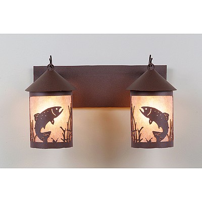 Cascade Double Bath Vanity Light - Trout Bath 2 Light Trout Metal Art