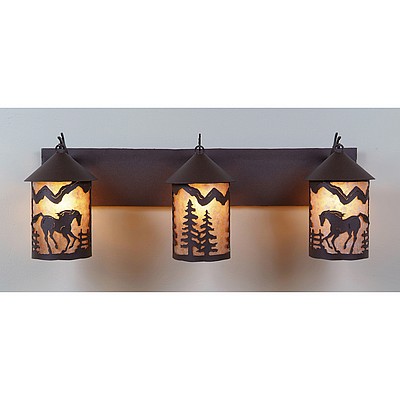 Cascade Triple Bath Vanity Light - Mountain Horse Bath 3 Light Horse Metal Art
