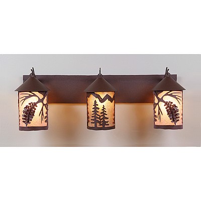 Cascade Triple Bath Vanity Light - Spruce Cone Bath 3 Light Pine Cone Metal Art