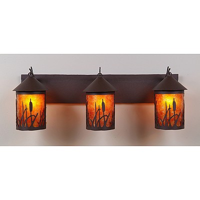 Cascade Triple Bath Vanity Light - Cattails Bath 3 Light Cattails Metal Art