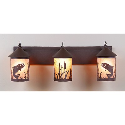 Cascade Triple Bath Vanity Light - Trout Bath 3 Light Trout Metal Art