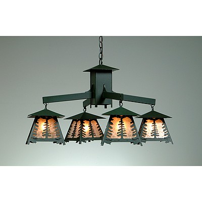 Smoky Mountain 4 Light Chandelier - Spruce Tree Chandelier Trees Metal Art