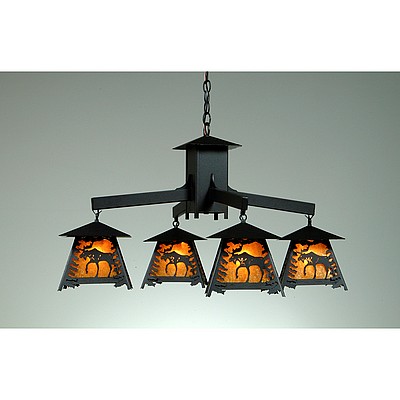 Smoky Mountain 4 Light Chandelier - Mountain Moose Chandelier Moose Metal Art
