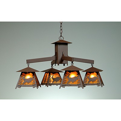 Smoky Mountain 4 Light Chandelier - Mountain Deer Chandelier Deer Metal Art