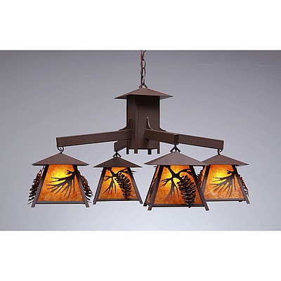 Smoky Mountain 4 Light Chandelier - Spruce Cone Chandelier Pine Cone Metal Art