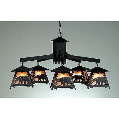 Smoky Mountain 5 Light Chandelier - Mountain Bear Chandelier Bear Metal Art