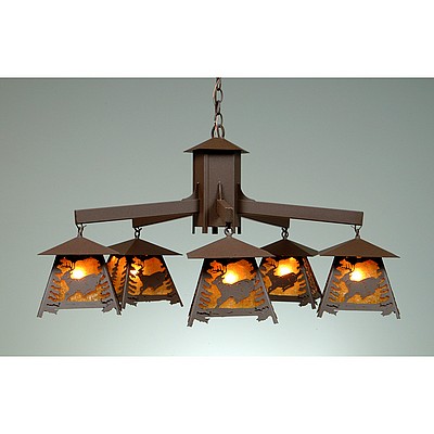 Smoky Mountain 5 Light Chandelier - Mountain Deer Chandelier Deer Metal Art