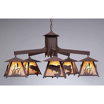 Smoky Mountain 5 Light Chandelier - Trout Chandelier Trout Metal Art