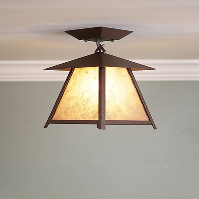 Smoky Mountain Close-to-Ceiling Small - Rustic Plain Ceiling Light Rustic Plain Metal Art