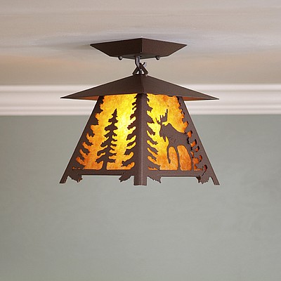 Smoky Mountain Close-to-Ceiling Small - Mountain Moose Ceiling Light Moose Metal Art