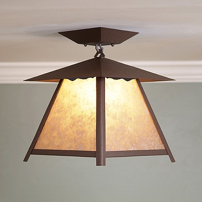 Smoky Mountain Close-to-Ceiling Large - Rustic Plain Ceiling Light Rustic Plain Metal Art