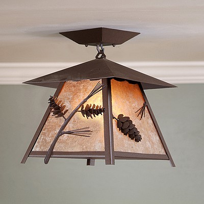 Smoky Mountain Close-to-Ceiling Large - PIne Cone Ceiling Light Pine Cone Metal Art