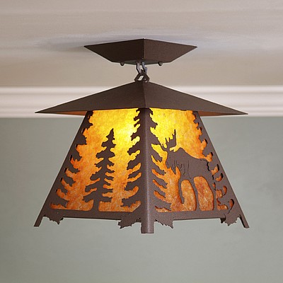 Smoky Mountain Close-to-Ceiling Large - Mountain Moose Ceiling Light Moose Metal Art